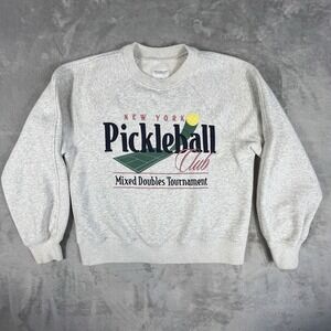 Abercrombie & Fitch Crewneck Sweatshirt M Gray NY Pickleball Club Mixed Doubles
